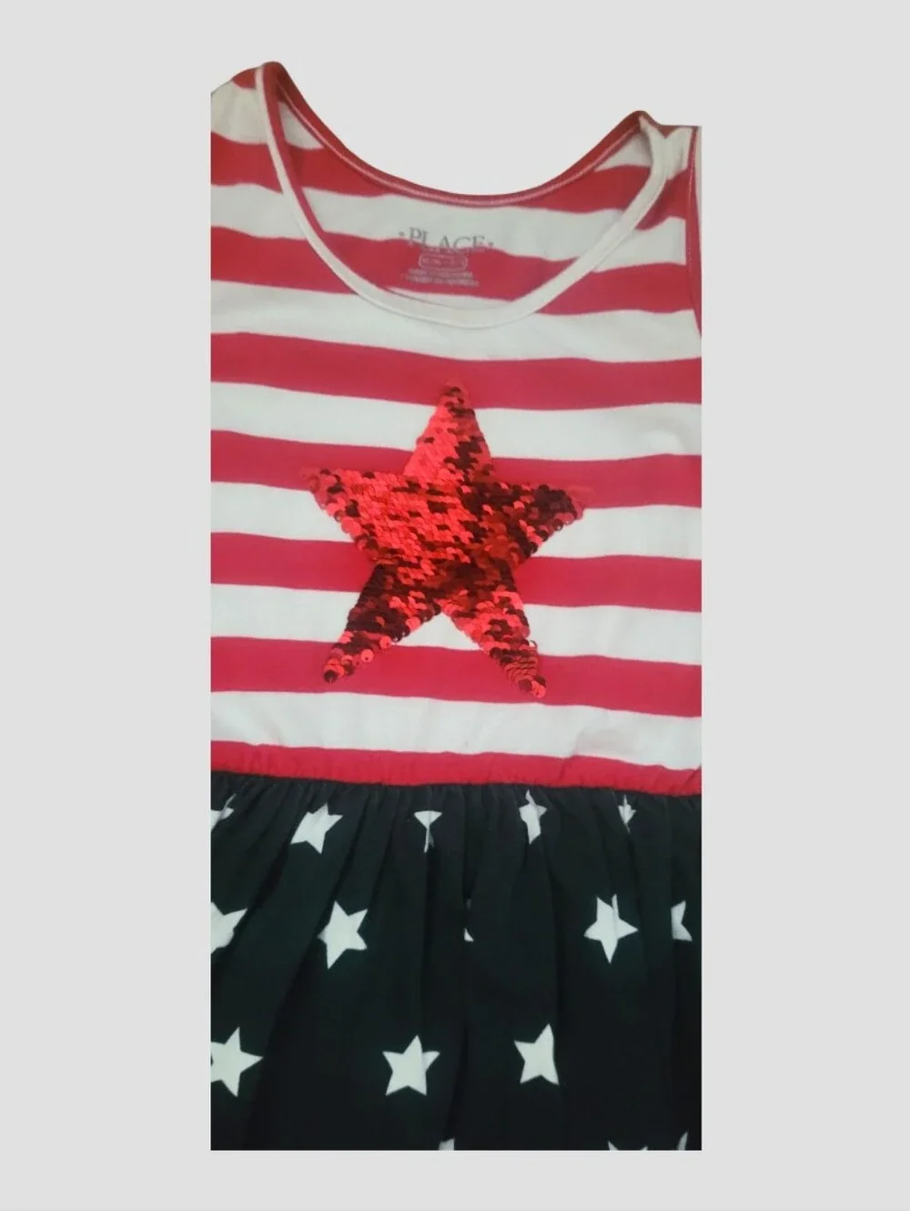 The Children's Place Girl's Red White and Navy Star Striped SleevelessTank Dress - Picture 6 of 11